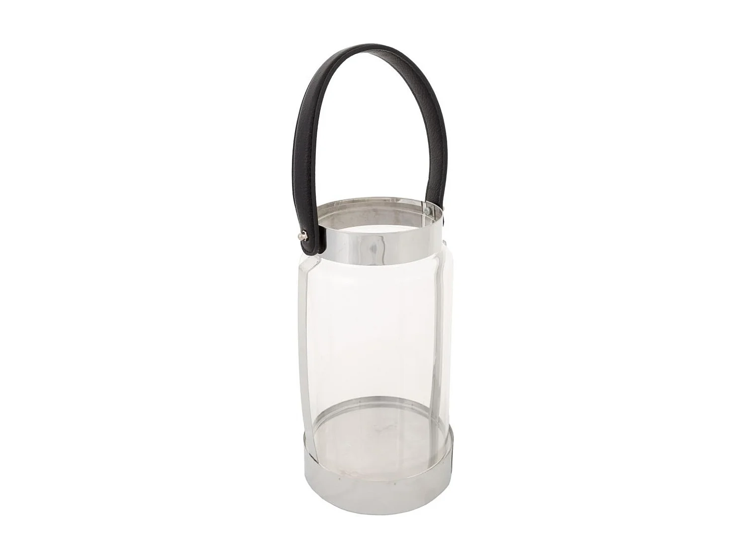 Lanterna in acciaio inox e vetro argento 12,5x12,5x23h