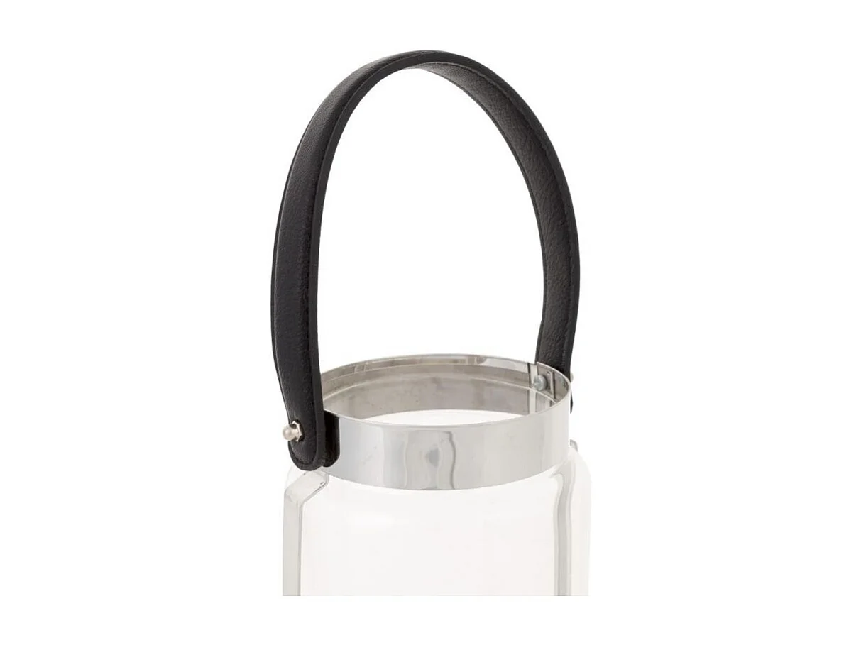 Lanterna in acciaio inox e vetro argento 12,5x12,5x23h