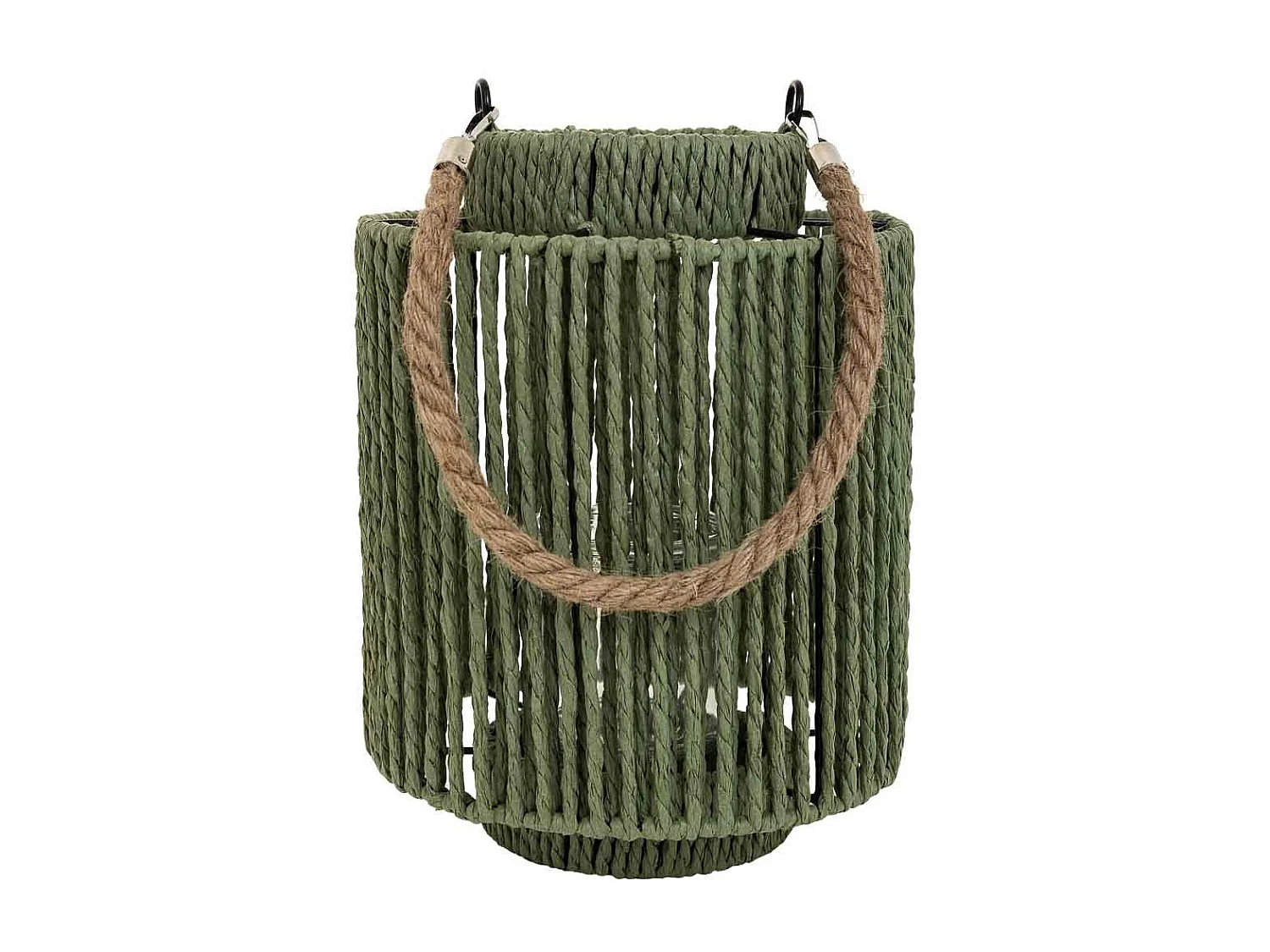 Lanterna de vela de metal e corda de papel verde d19,5x19,5