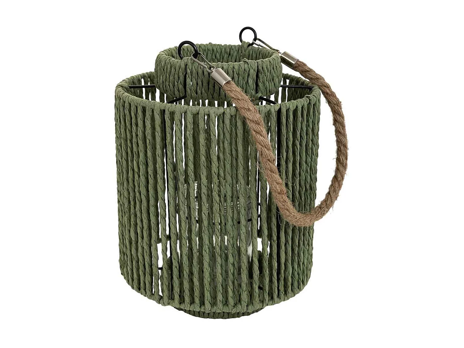 Lanterna de vela de metal e corda de papel verde d19,5x19,5