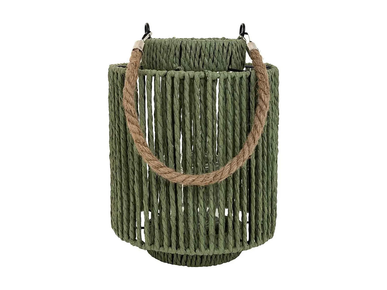 Lanterna de vela de metal e corda de papel verde d19,5x19,5
