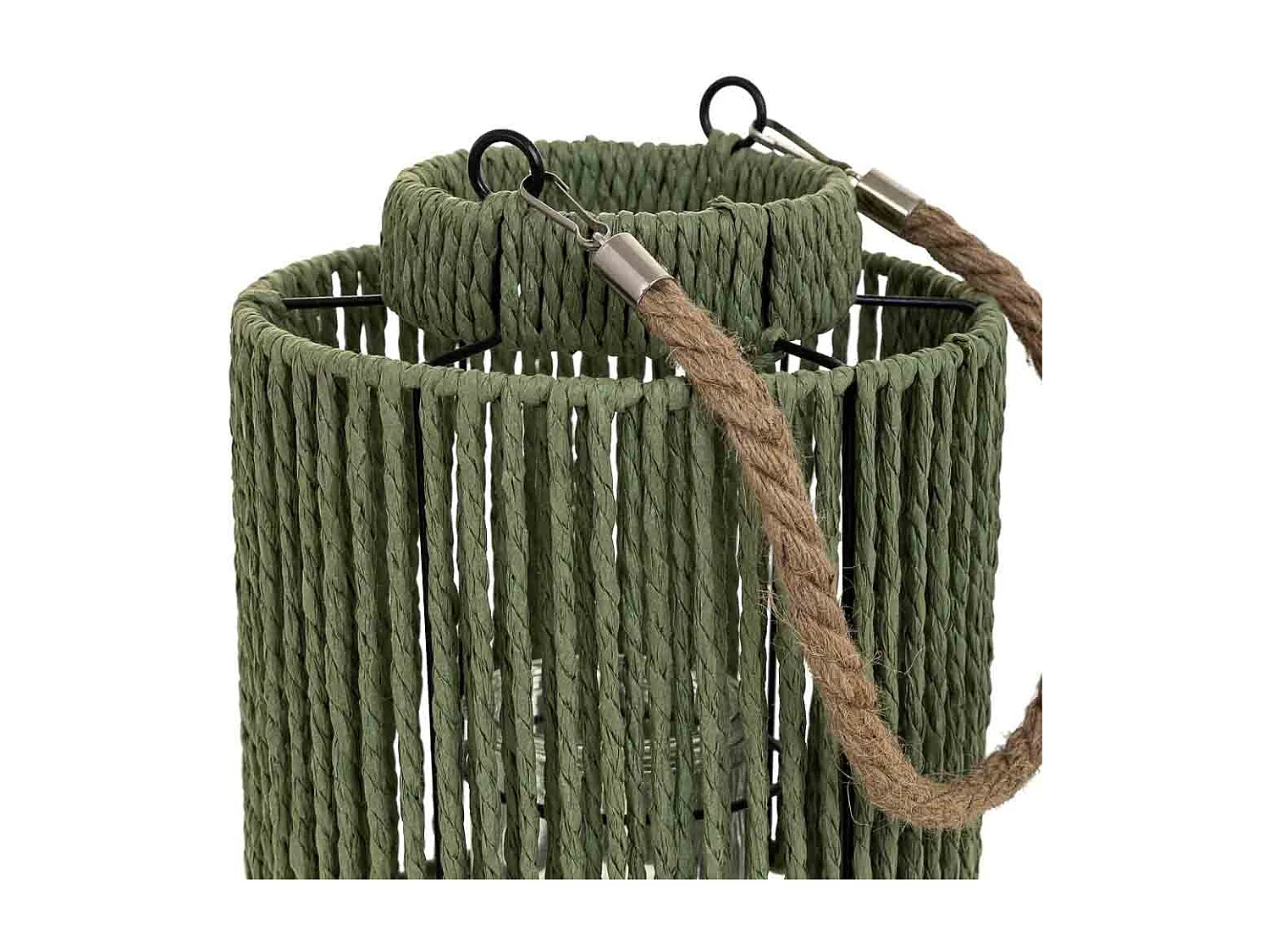 Lanterna de vela de metal e corda de papel verde d19,5x19,5