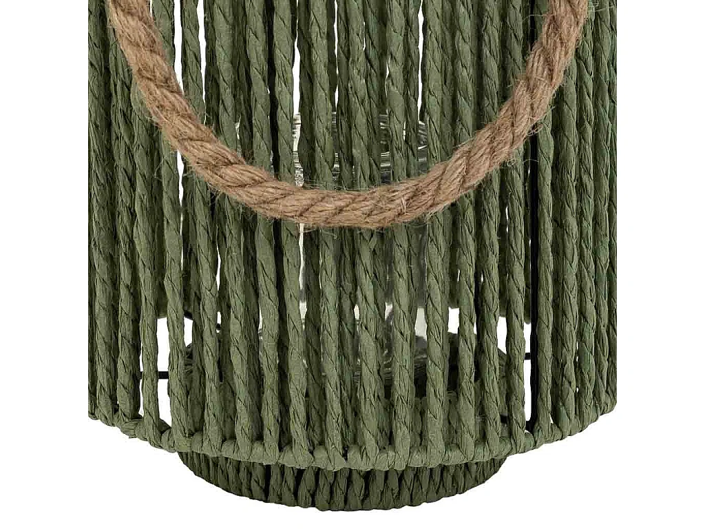 Lanterna de vela de metal e corda de papel verde d19,5x19,5