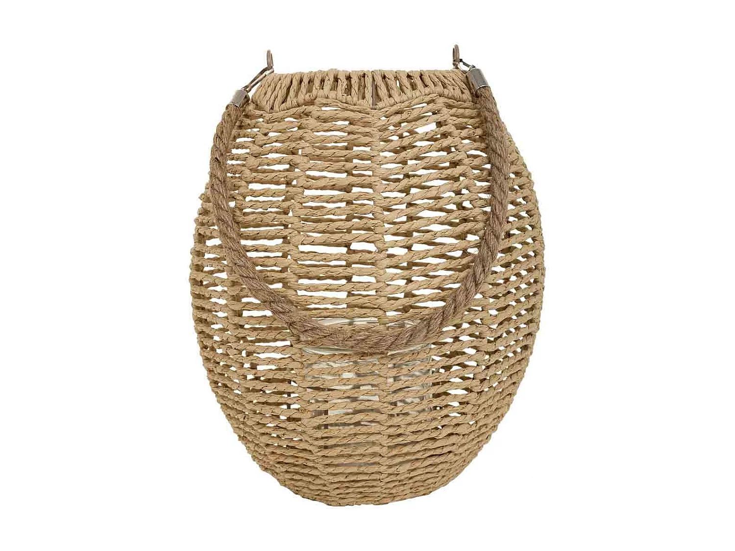 Lanterna de vela de metal e corda de papel marrom d26x28