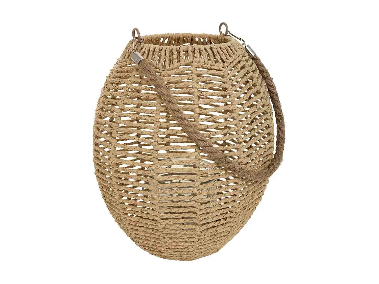 Lanterna de vela de metal e corda de papel marrom d26x28