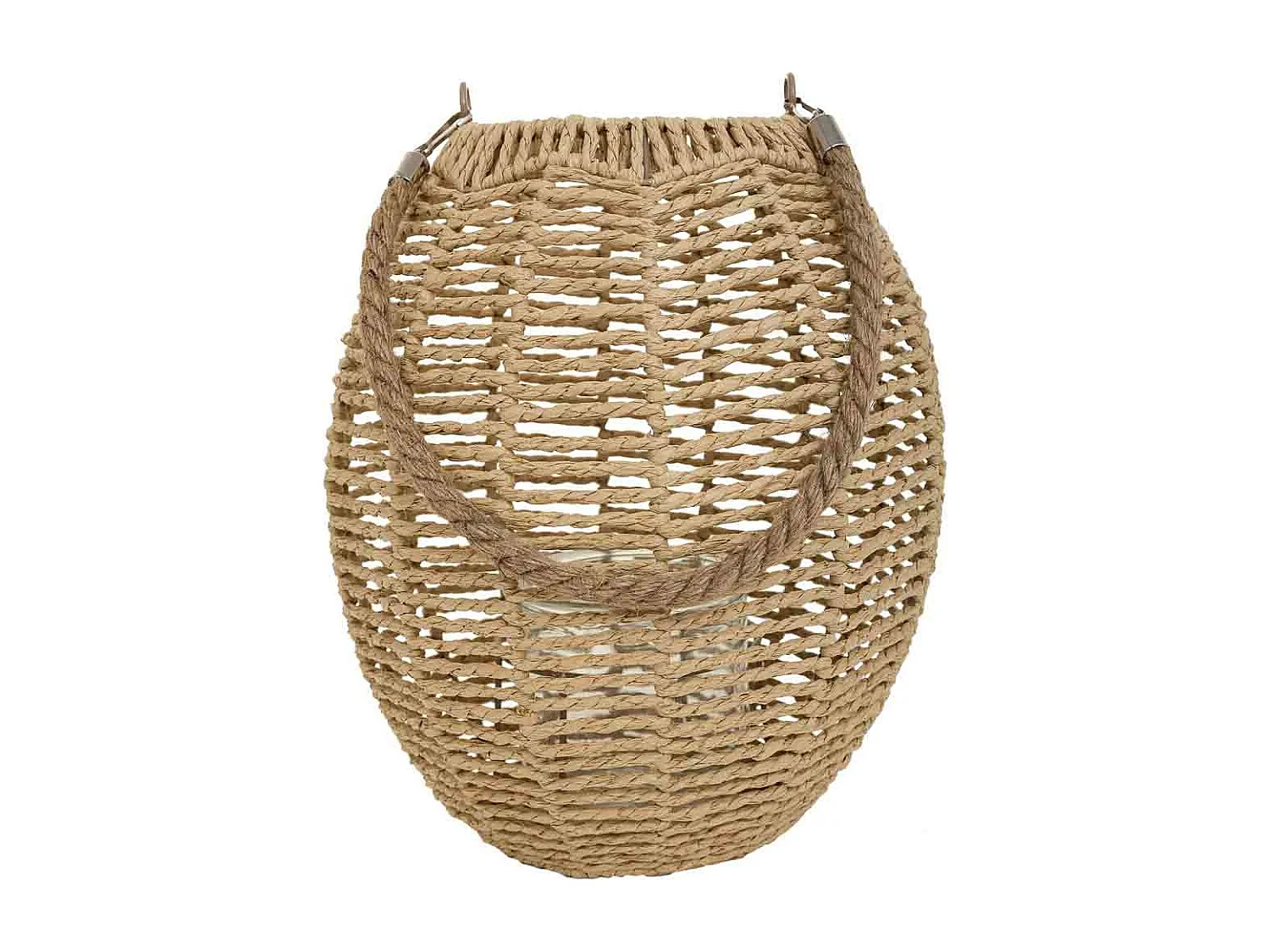 Lanterna de vela de metal e corda de papel marrom d26x28