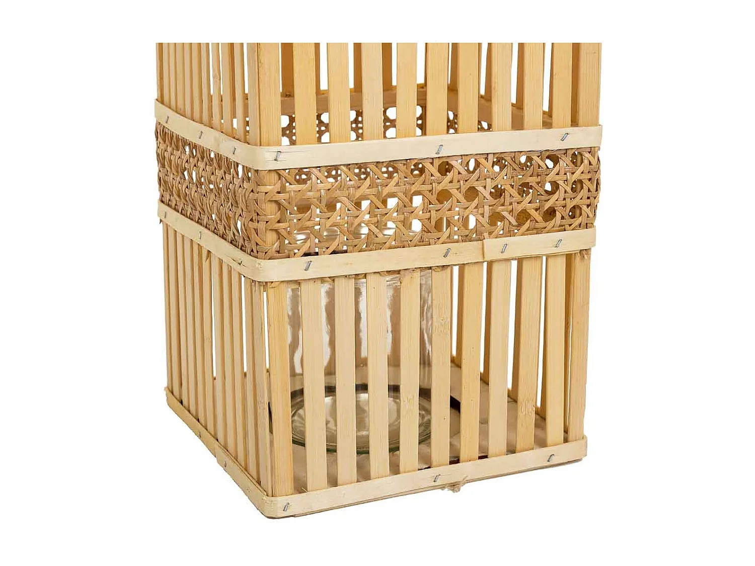 Braune Bambus-Kerzenlaterne 18x18x32h cm