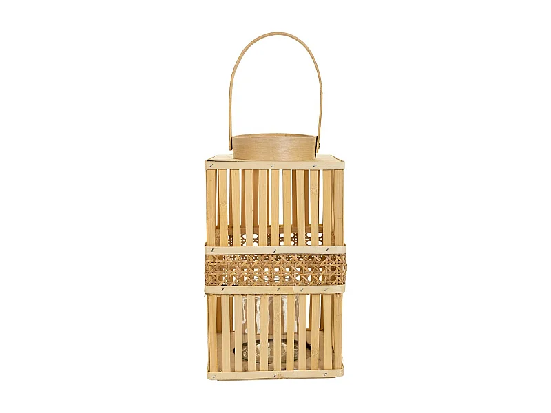 Lanterna de vela de bambu marrom 18x18x32