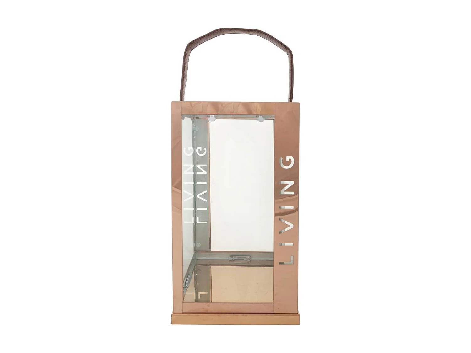 Farol de acero inoxidable y cristal cobrizo18x18x30