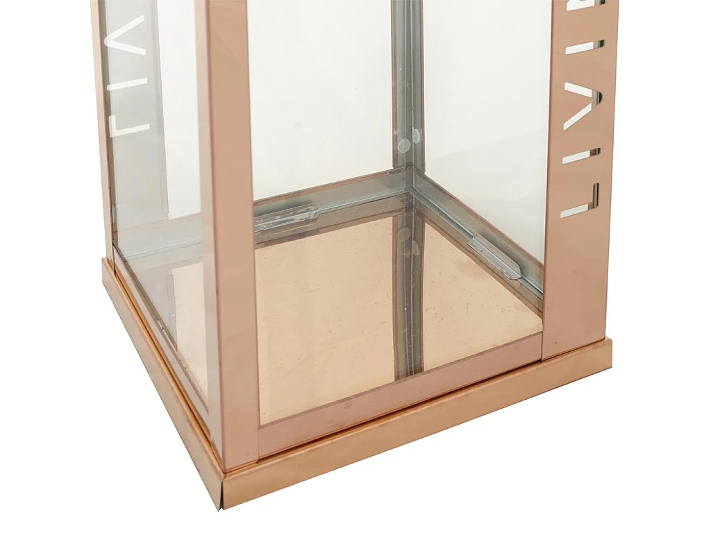 Farol de acero inoxidable y cristal cobrizo18x18x30