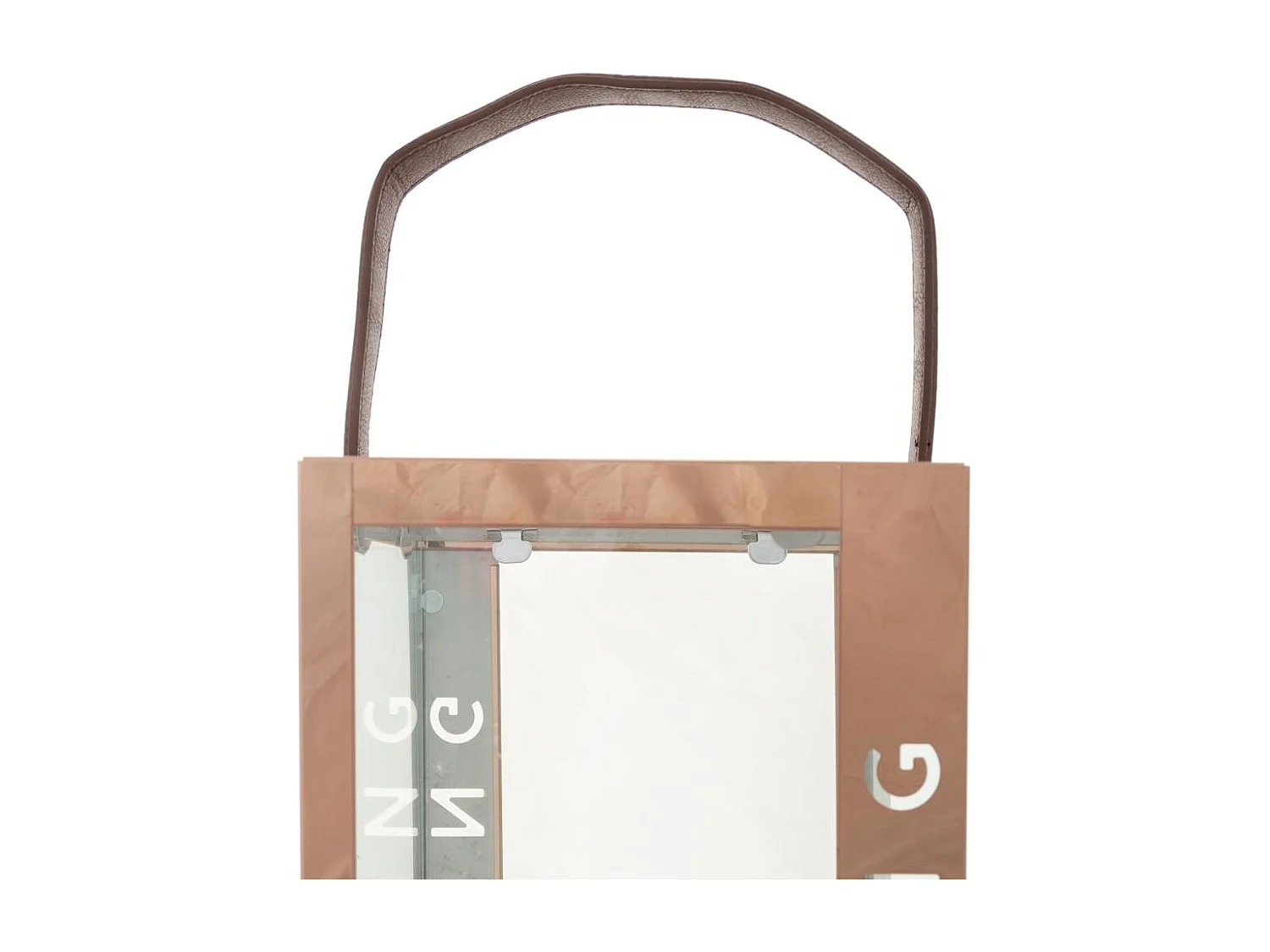 Laterne aus Edelstahl und Kupferglas, 18 x 18 x 30 h cm