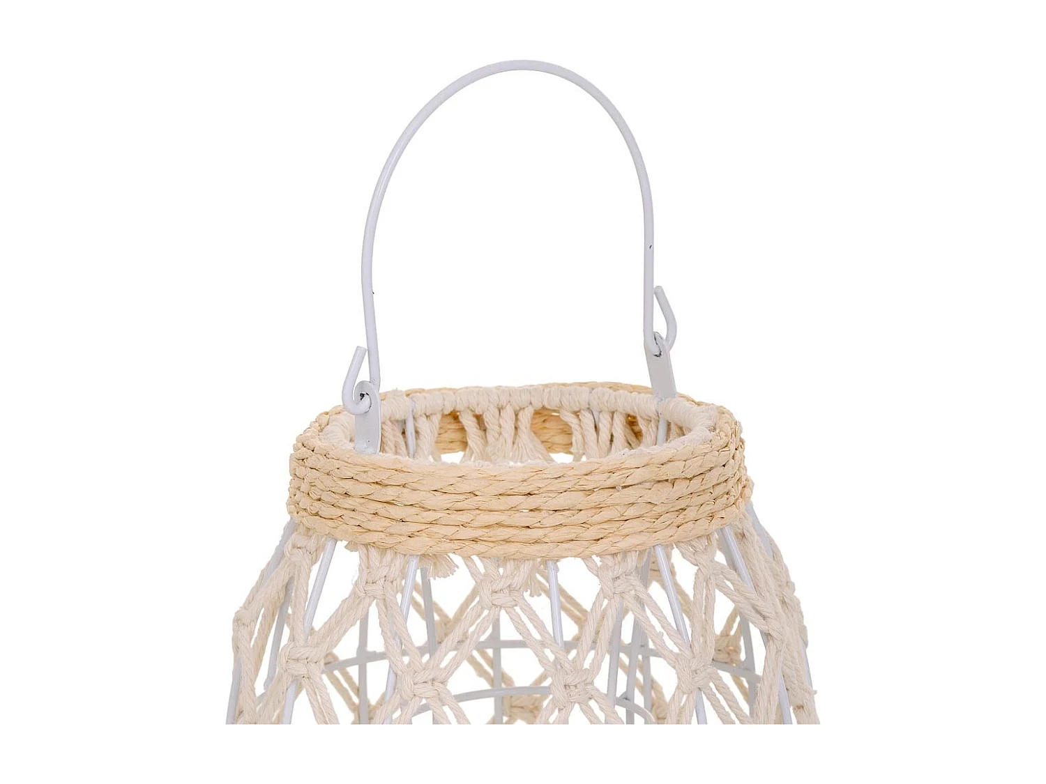 Lanterna in cotone intrecciato e fbira naturale bianca d13x20h