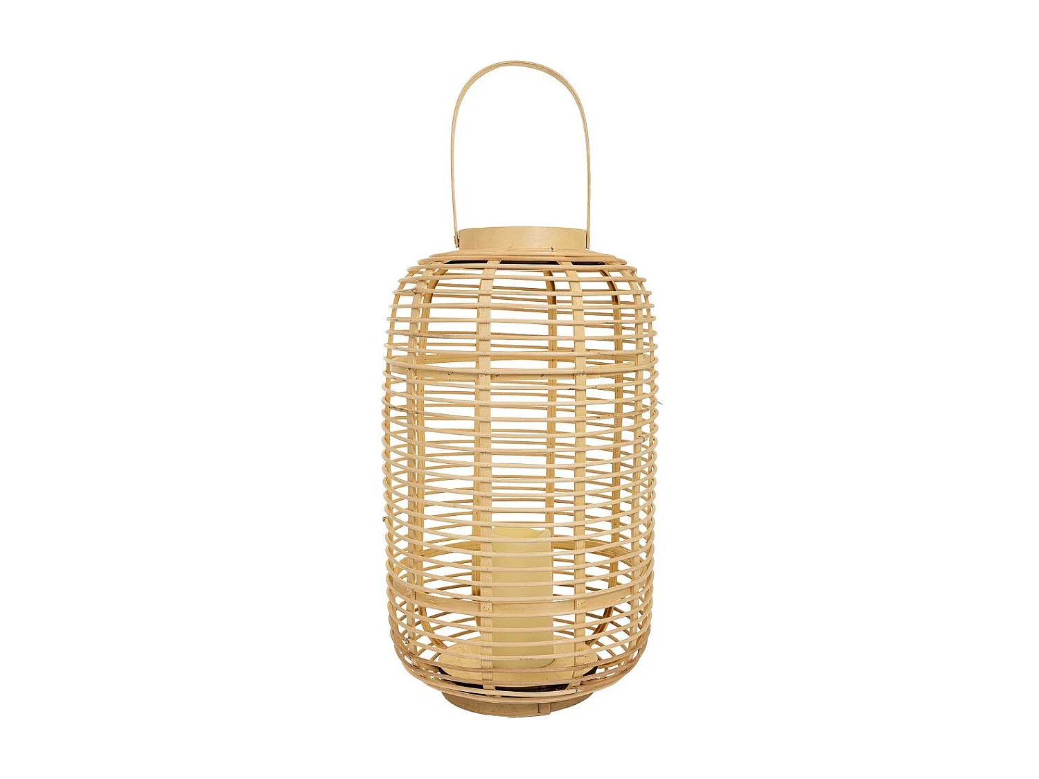 Lanterna portacandela con candelaLED in bambù e rattan marrone d29x48h