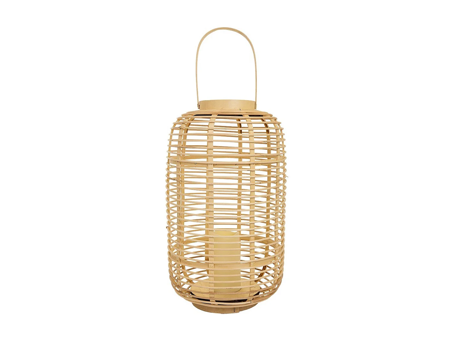 Lanterna portacandela con candelaLED in bambù e rattan marrone d29x48h