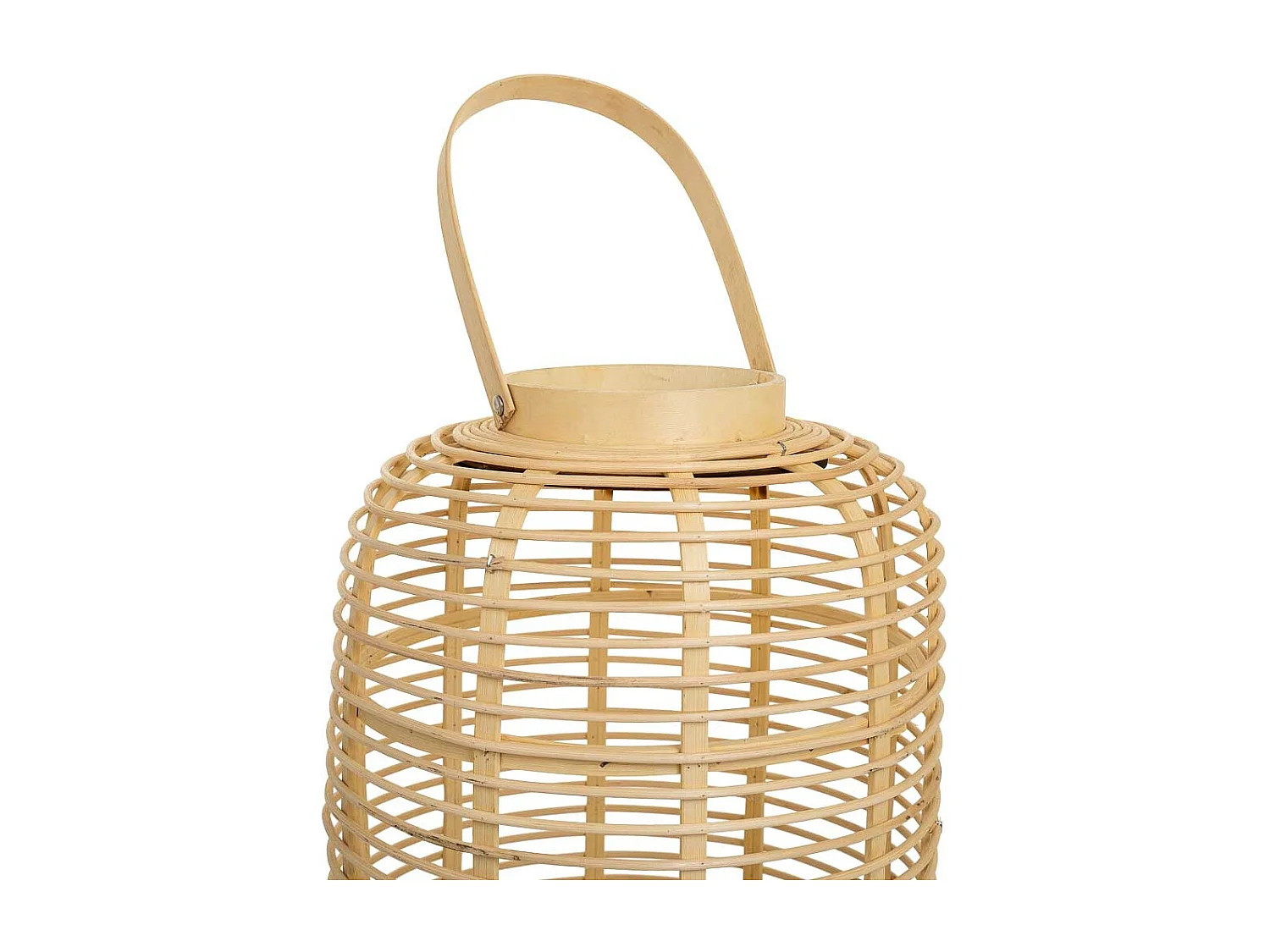 Lanterna portacandela con candelaLED in bambù e rattan marrone d29x48h