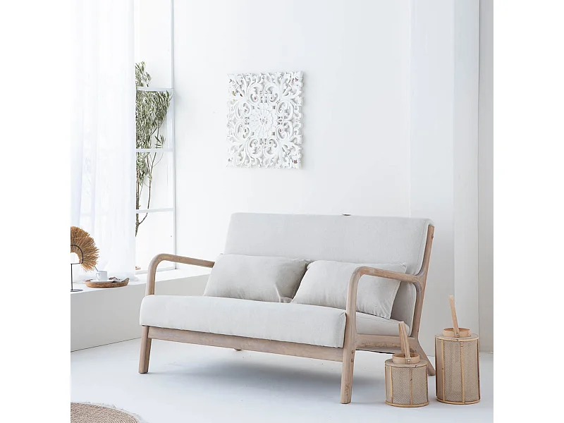 Braune Laterne aus Holz und Bambus, T11x27h cm