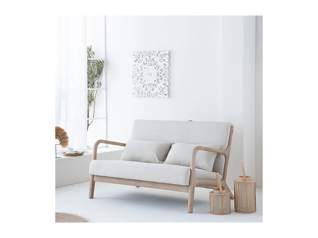 Lanterne en bois et bambou marron d11x27h
