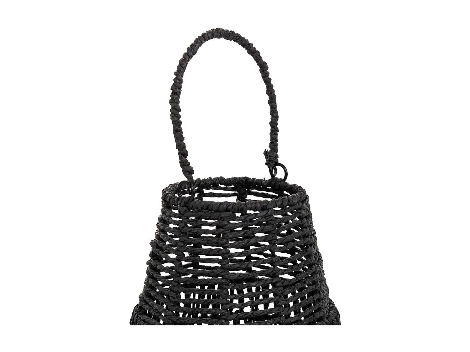 Kerzenlaterne aus Metall und schwarzem Papierseil, T21x25h cm