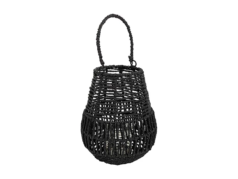 Lanterna de vela de metal e corda de papel preta d21x25