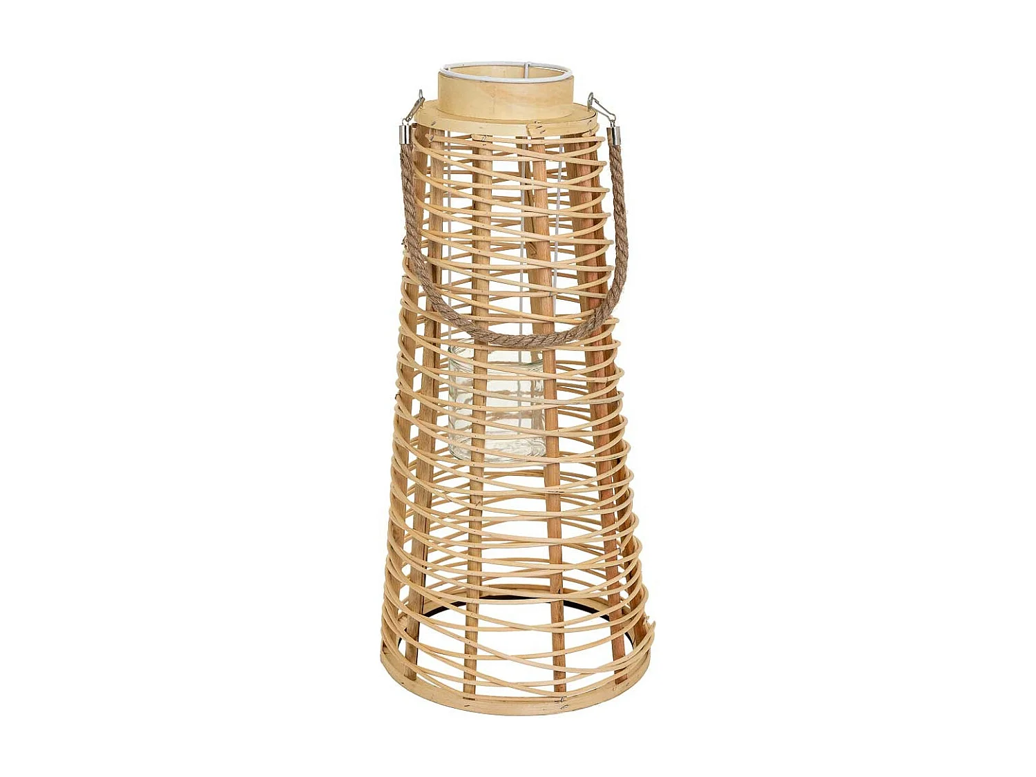 Lanterna portacandela in rattan marrone d26,5x56h