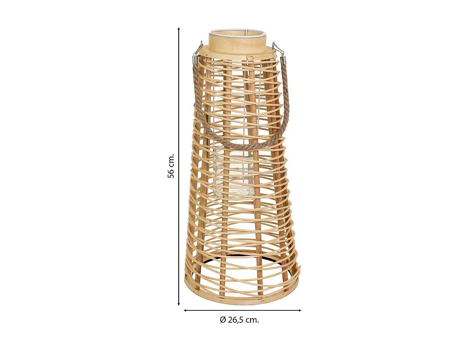 Lanterna portacandela in rattan marrone d26,5x56h