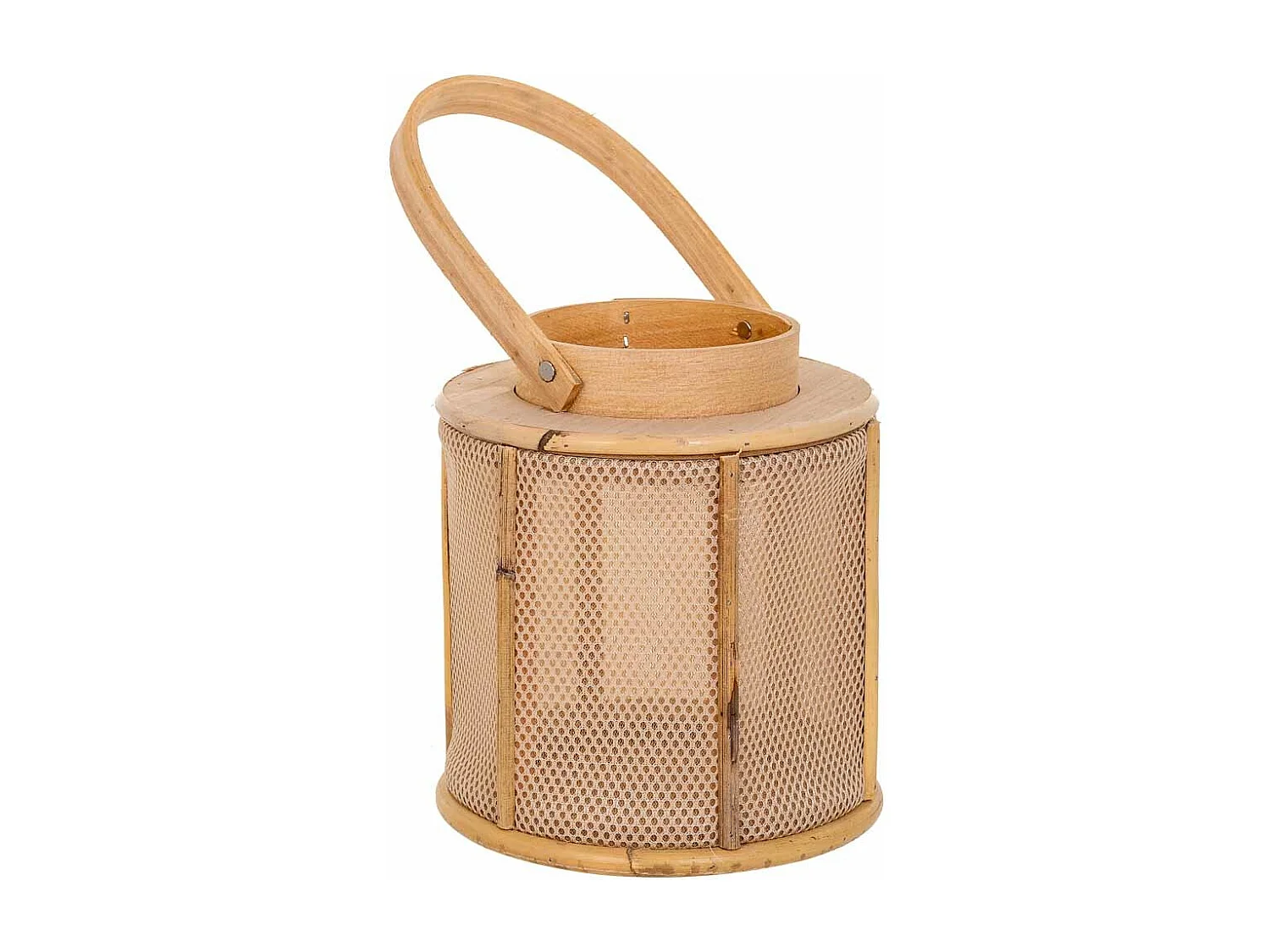 Farol de madera y bambú marrón d11x17