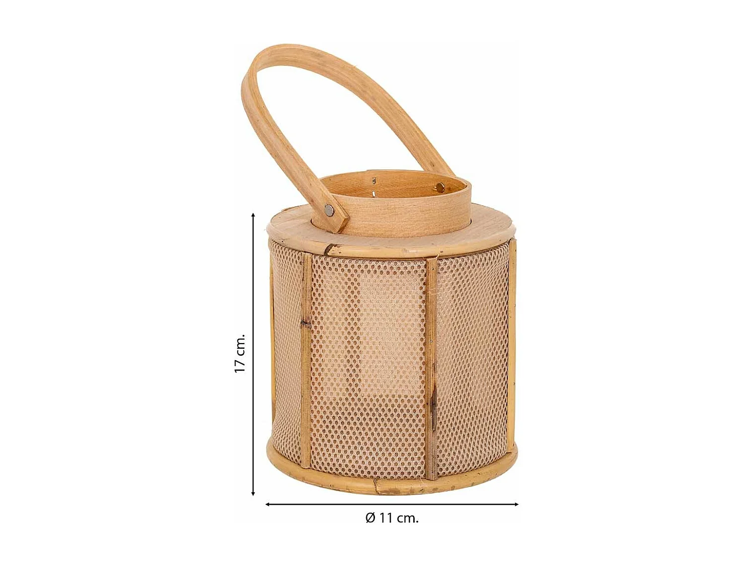 Farol de madera y bambú marrón d11x17