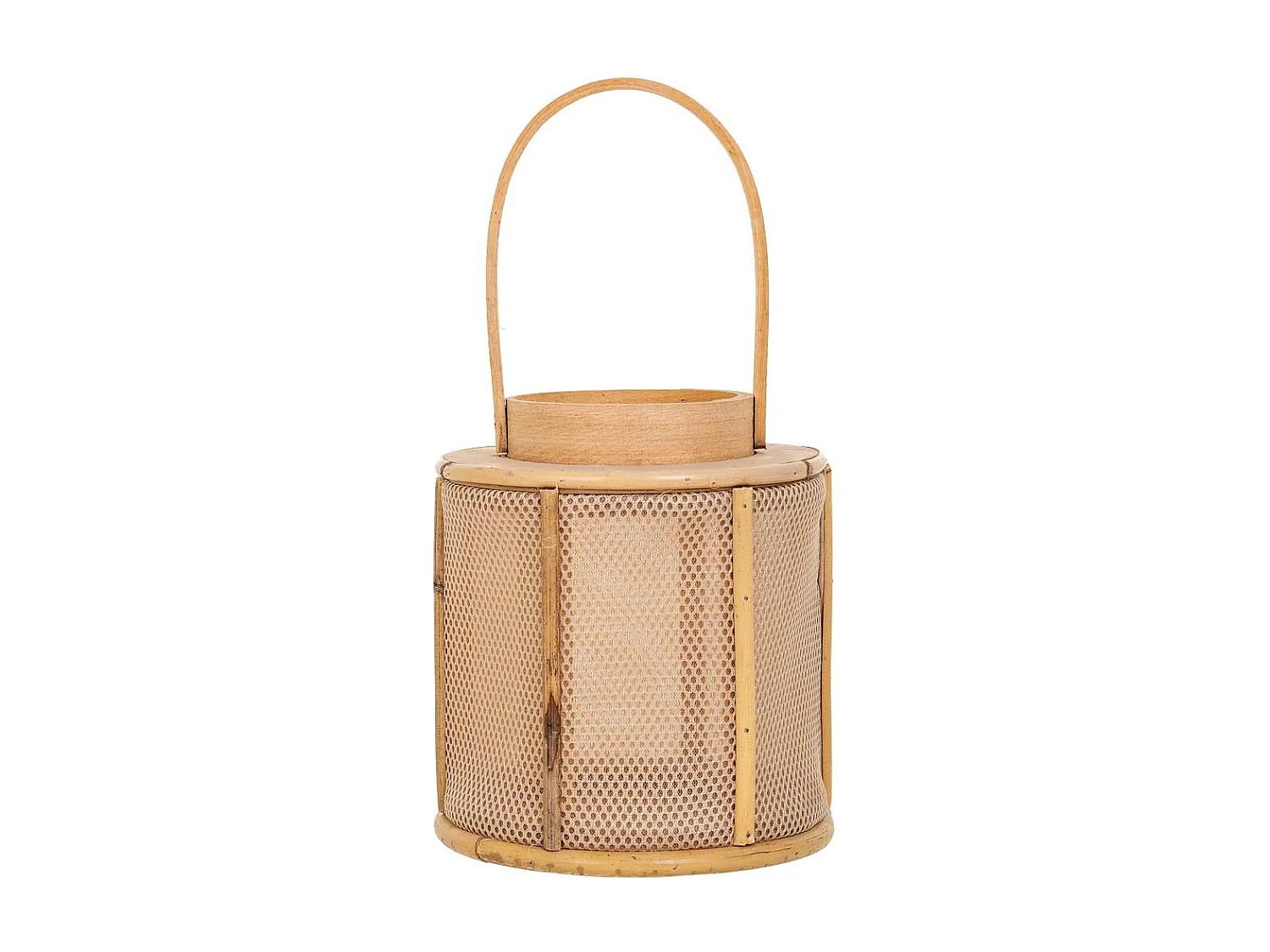 Farol de madera y bambú marrón d11x17