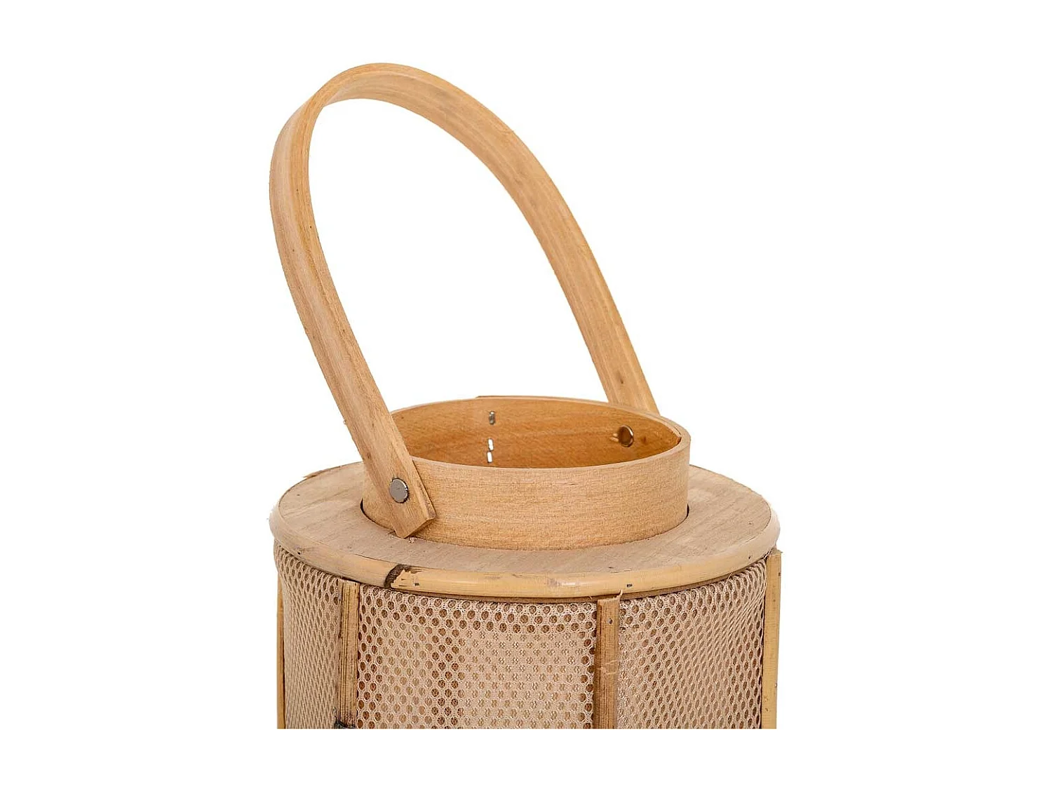 Farol de madera y bambú marrón d11x17