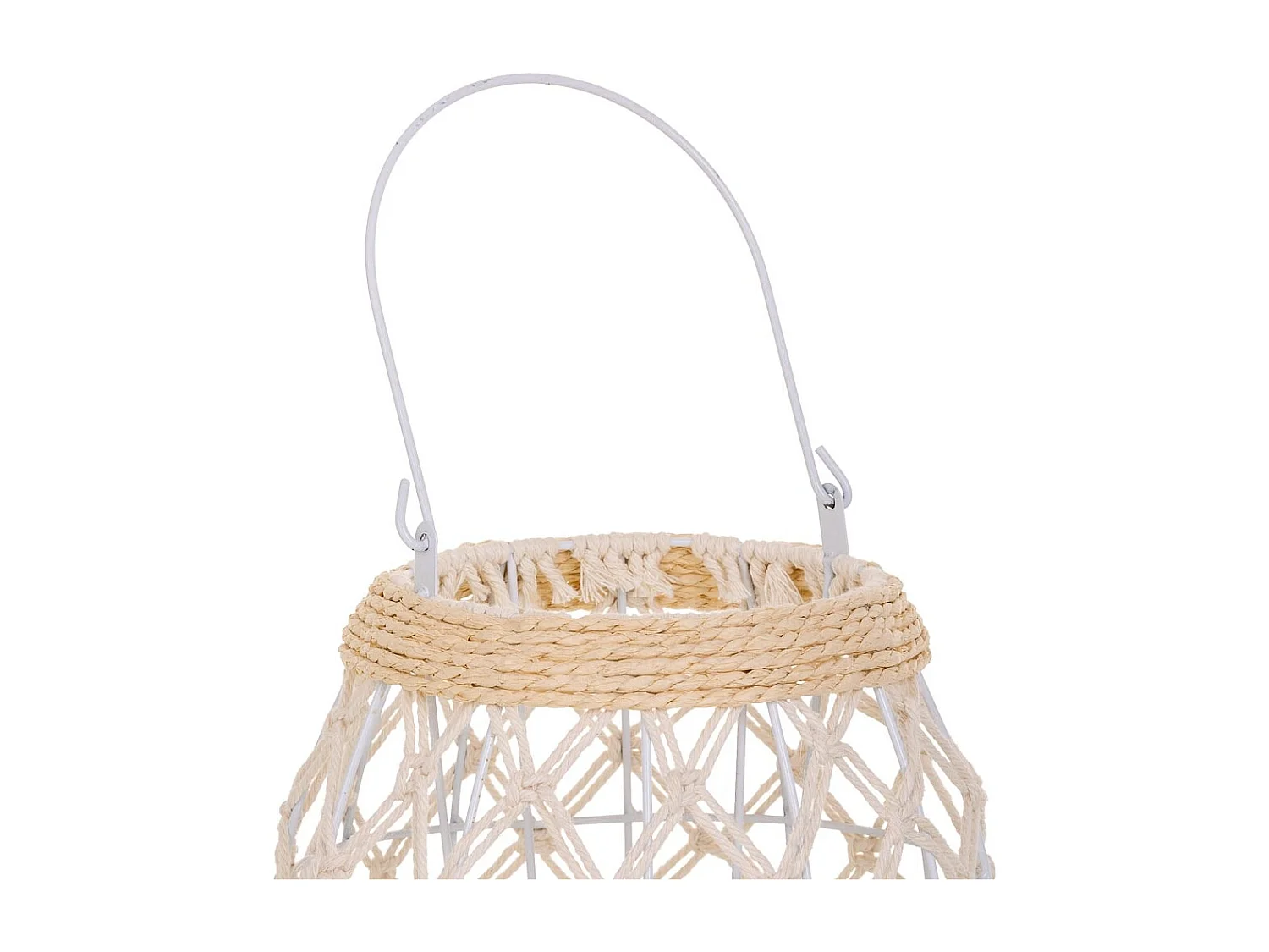 Laterne aus geflochtener Baumwolle und naturweißem Stoff, D16x30h cm