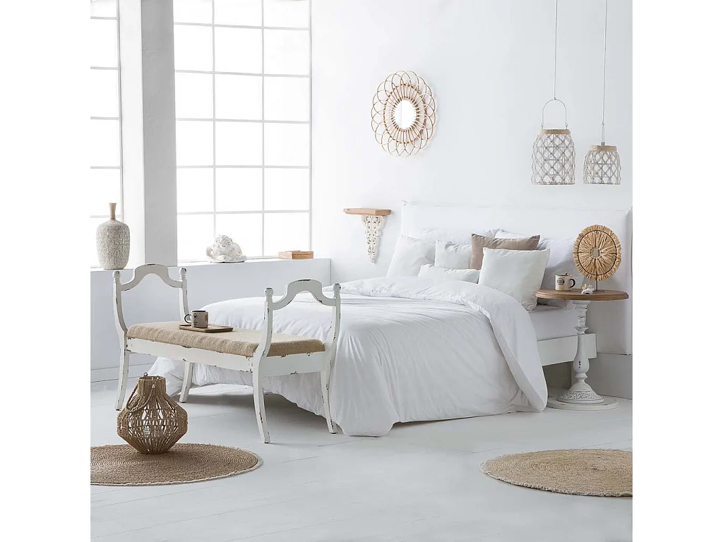 Lanterna de algodão trançado e fbira branca natural d16x30