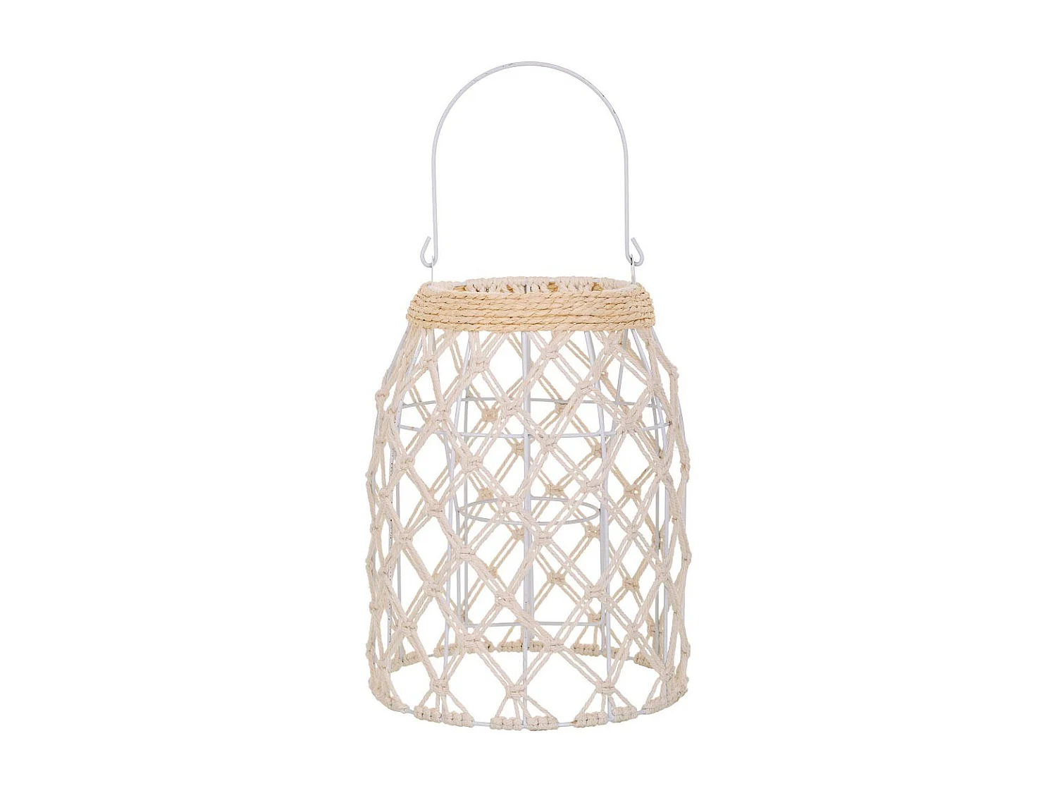 Lanterna de algodão trançado e fbira branca natural d16x30