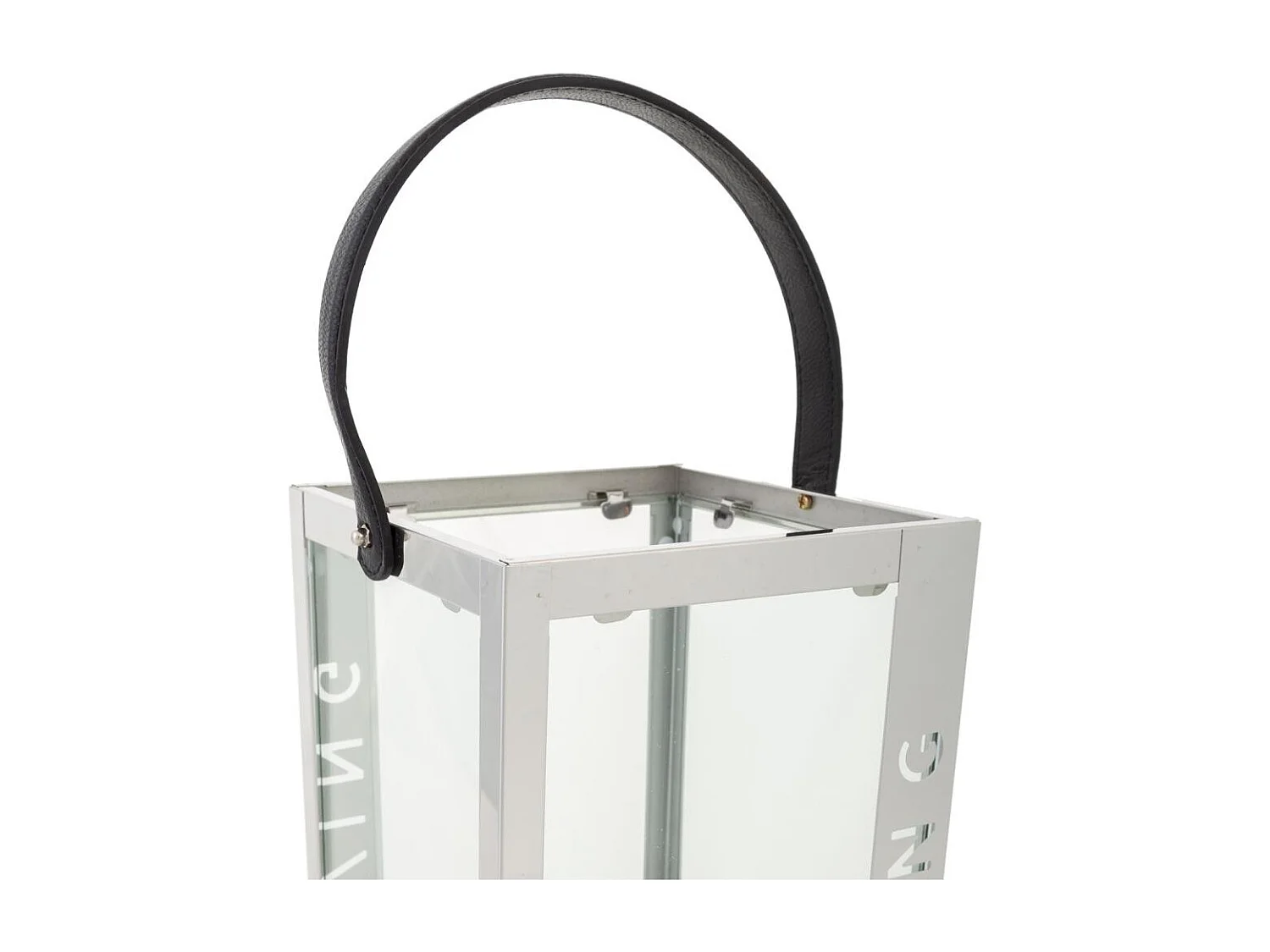 Laterne aus Edelstahl und silbernem Glas, 18 x 18 x 30 h cm