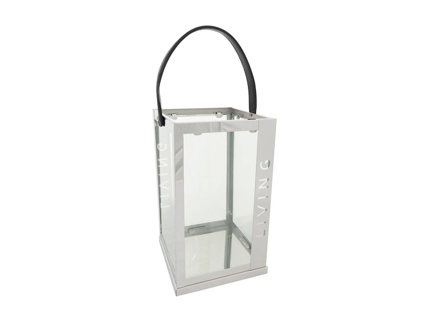 Farol de acero inoxidable y cristal plateado 18x18x30