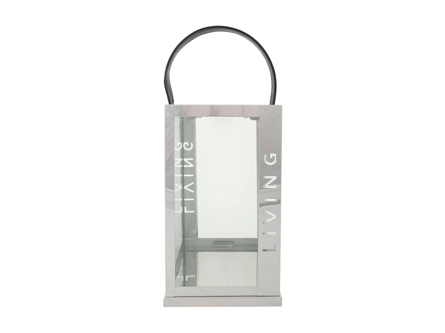 Farol de acero inoxidable y cristal plateado 18x18x30