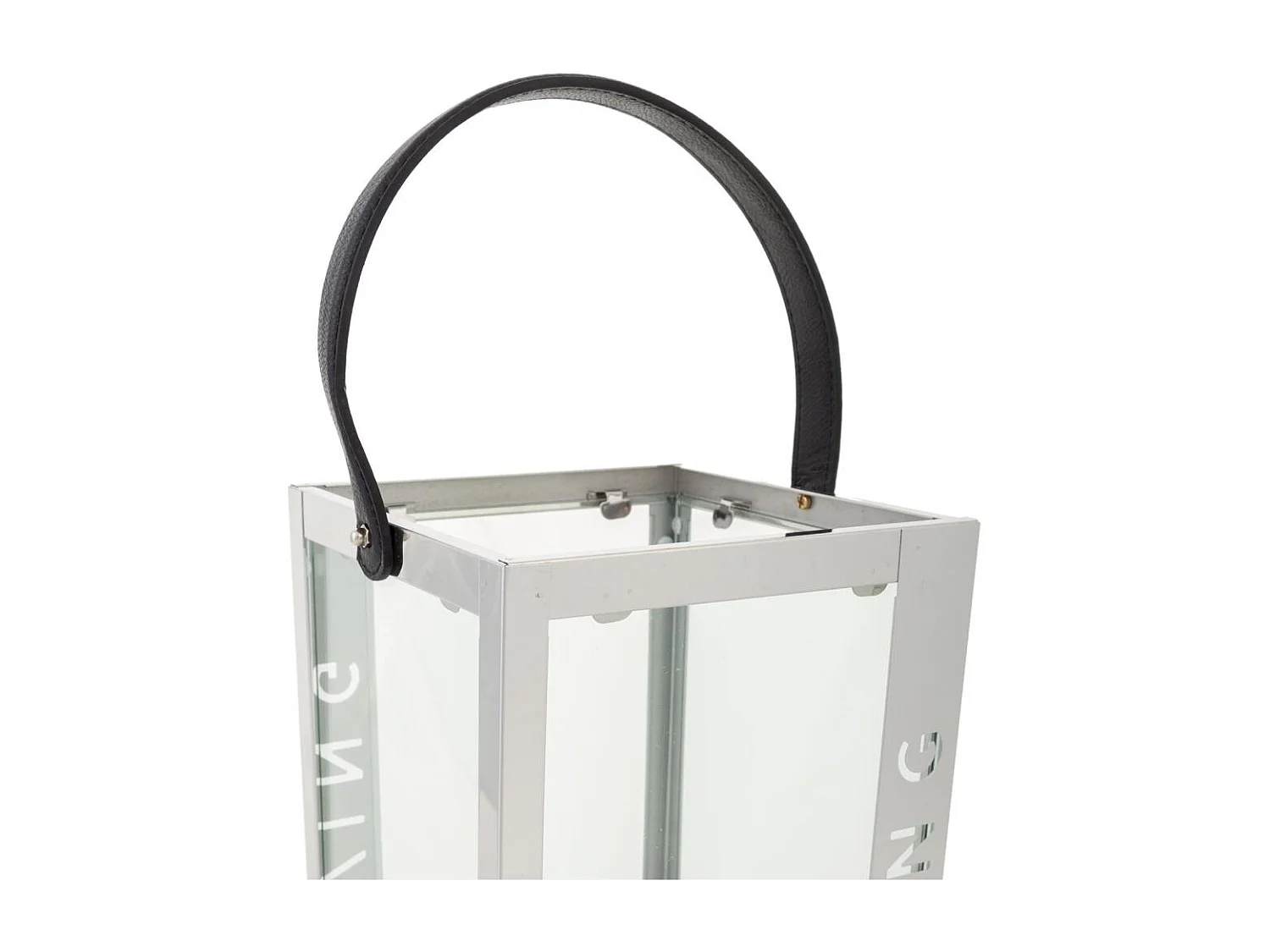 Farol de acero inoxidable y cristal plateado 18x18x30