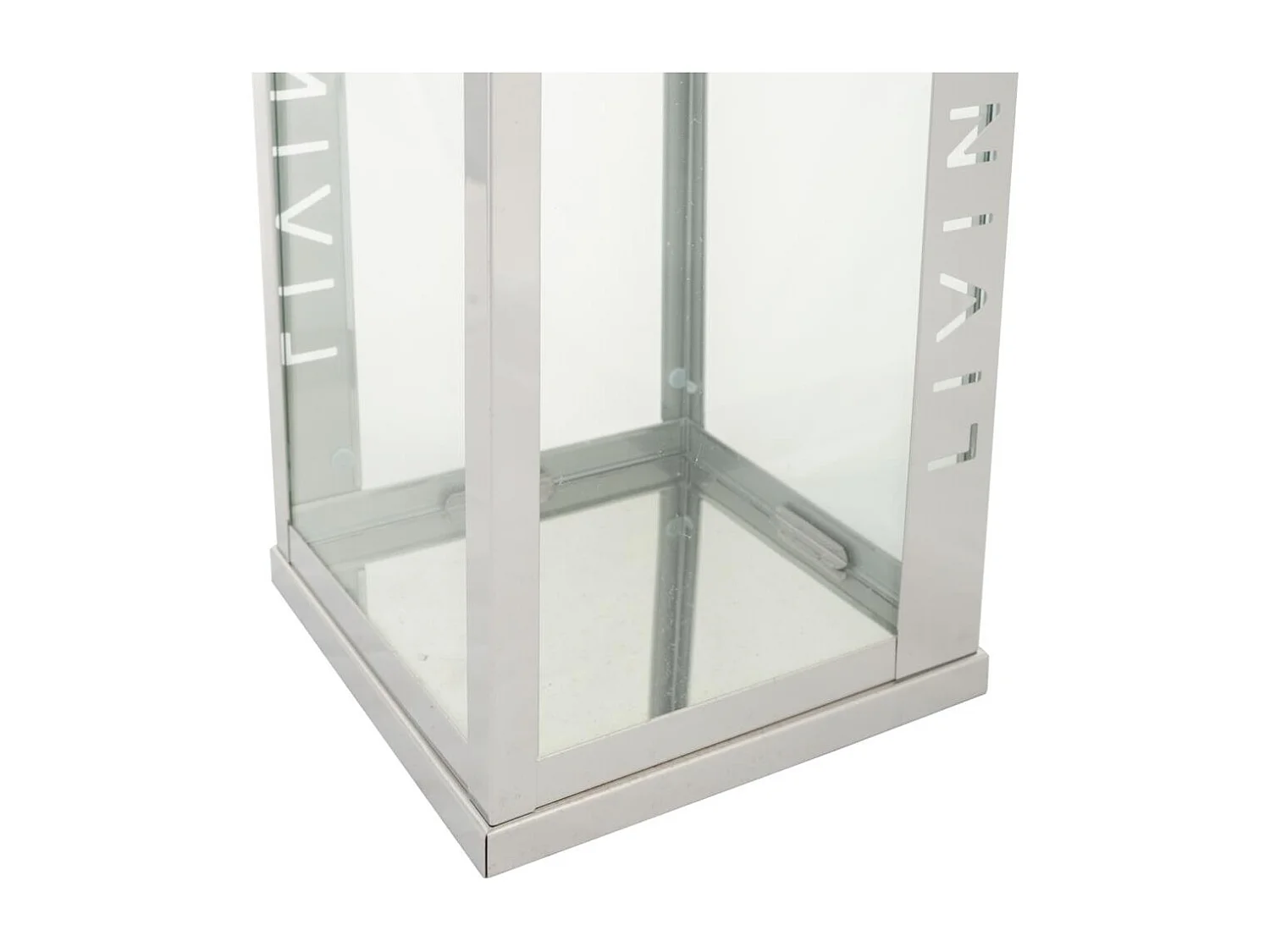 Farol de acero inoxidable y cristal plateado 18x18x30