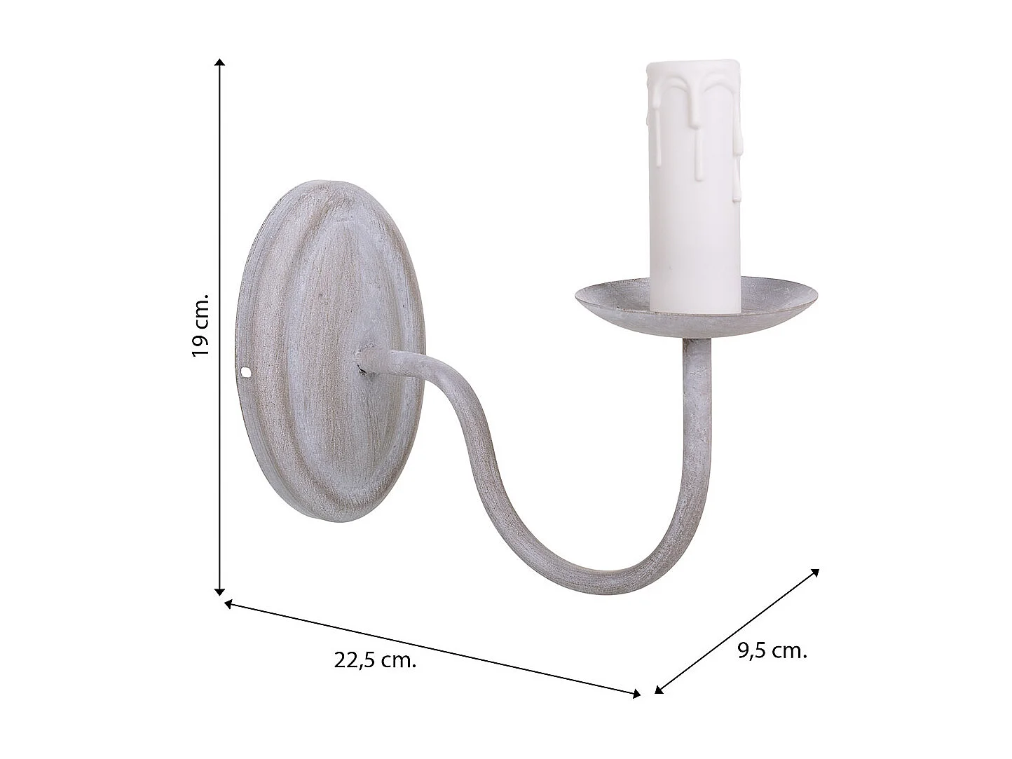 Aplique de pared gris 22,5x9,5x19