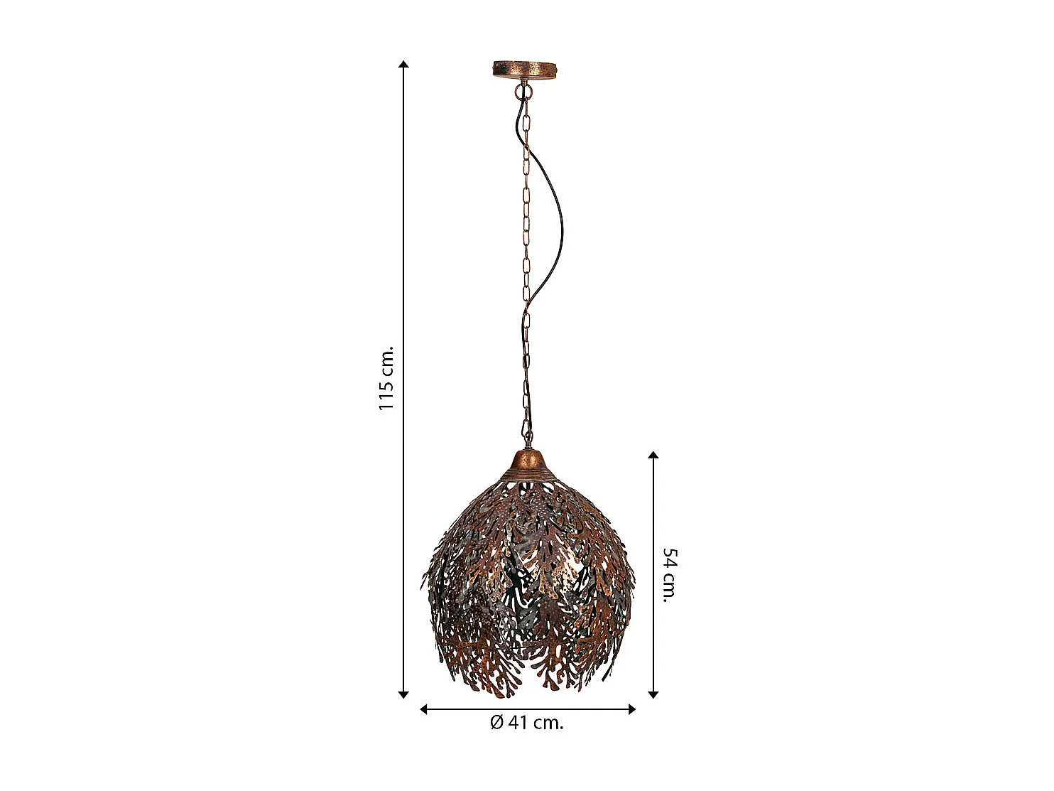 Plafoniera in metallo dorato 41x41x54/115h