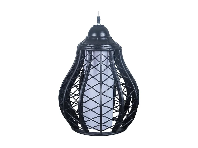 Schwarze Deckenleuchte aus Bambus, 30,5 x 30,5 x 40,6 h cm