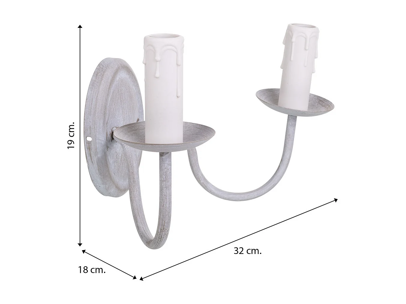 Aplique de pared gris 32x18x19