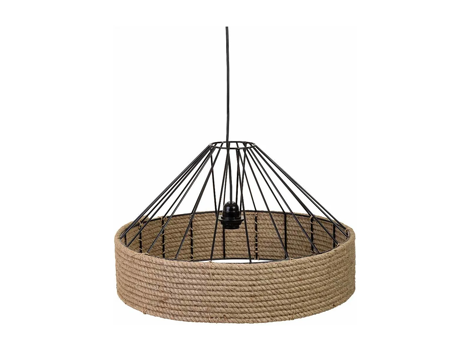 Candeeiro de teto em corda e metal castanho 52x52x35