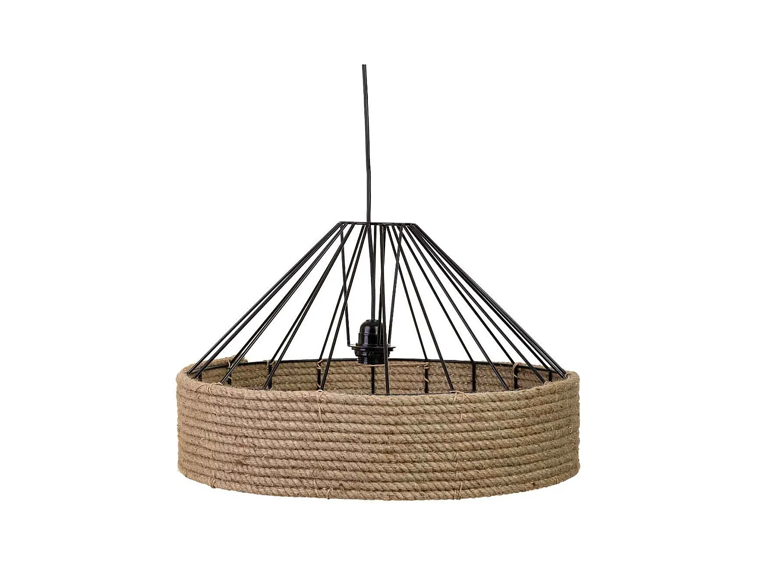 Candeeiro de teto em corda e metal castanho 52x52x35