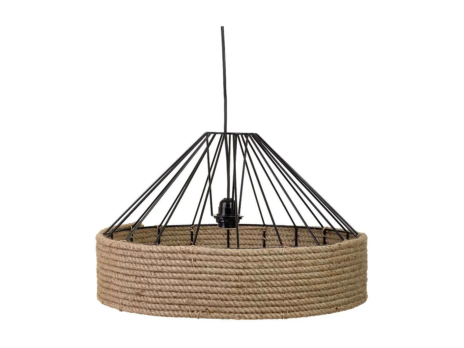 Plafoniera corda e metallo marrone 52x52x35h