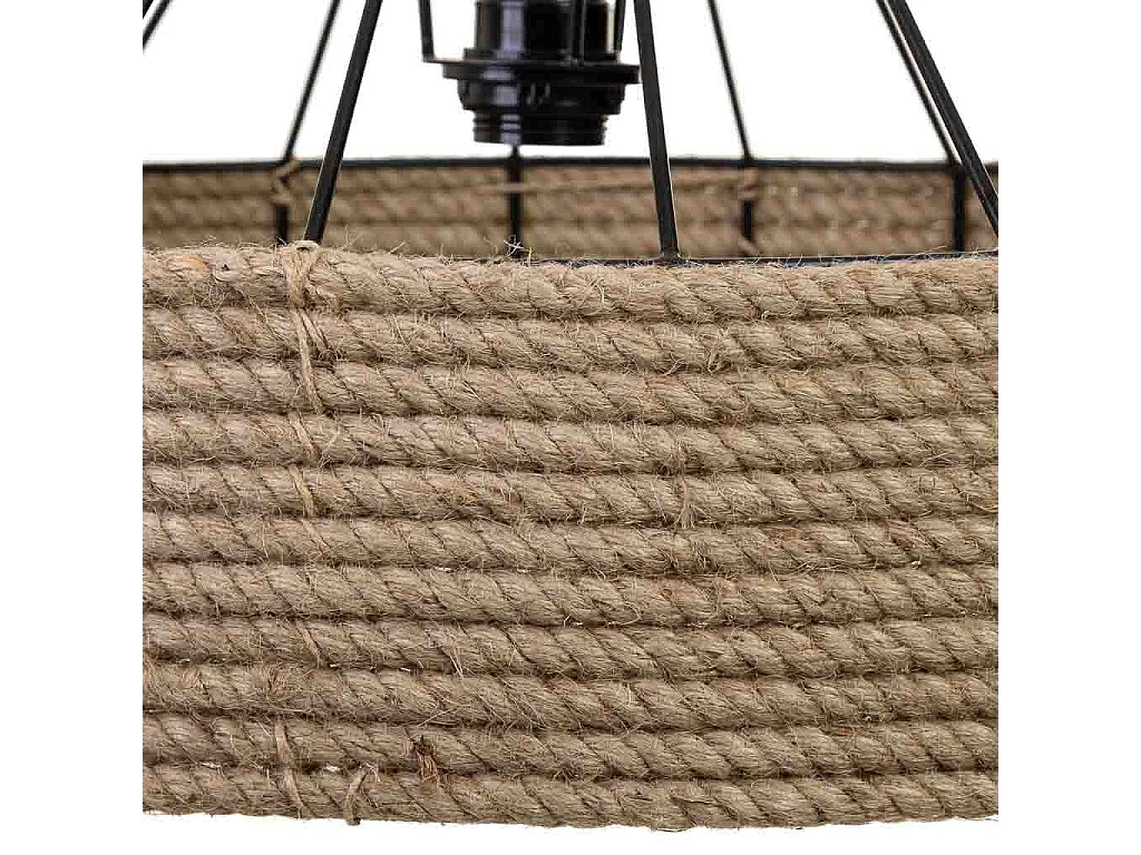 Plafoniera corda e metallo marrone 52x52x35h