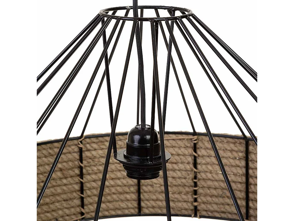 Candeeiro teto corda e metal castanho 52x52x35h cm