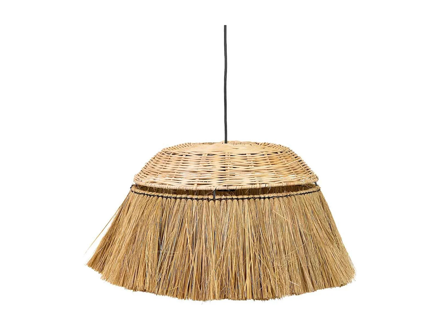 Lámpara de techo de fibra natural marrón 50x50x30