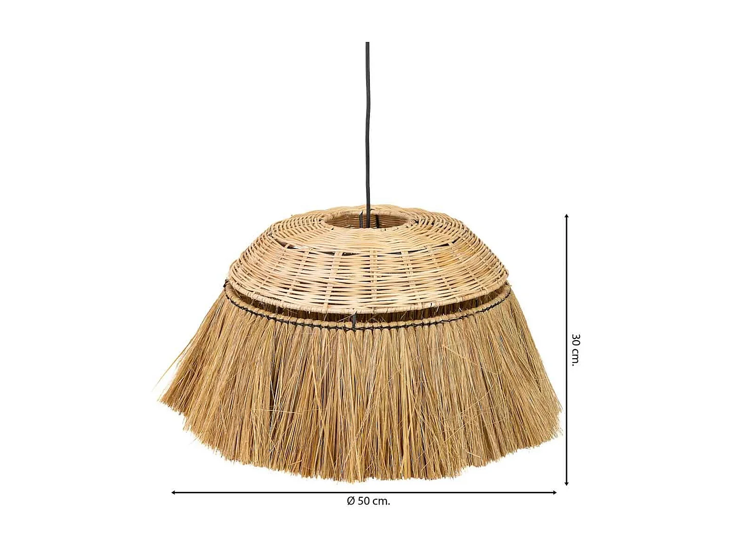 Lámpara de techo de fibra natural marrón 50x50x30