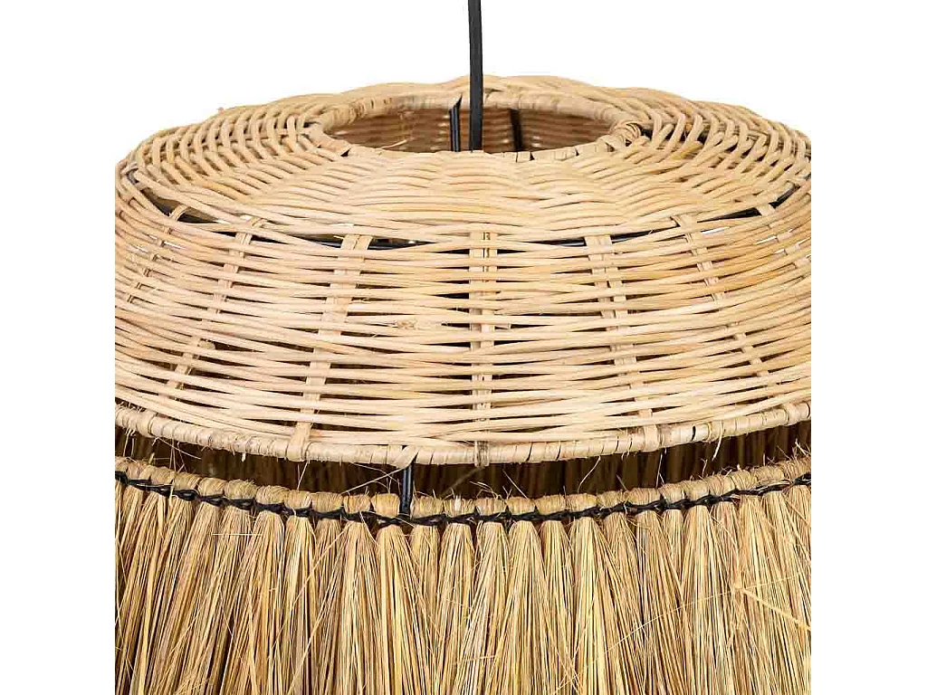 Lámpara de techo de fibra natural marrón 50x50x30