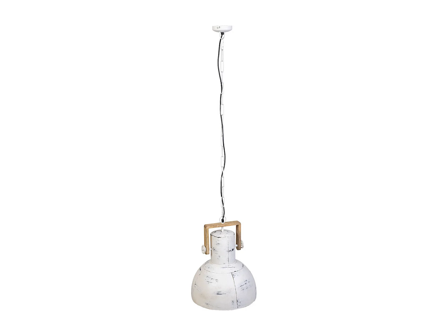 Plafoniera in legno bianco e metallo 41x41x52h